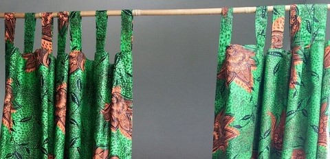 Pair of curtains in African wax loincloth fabric,
