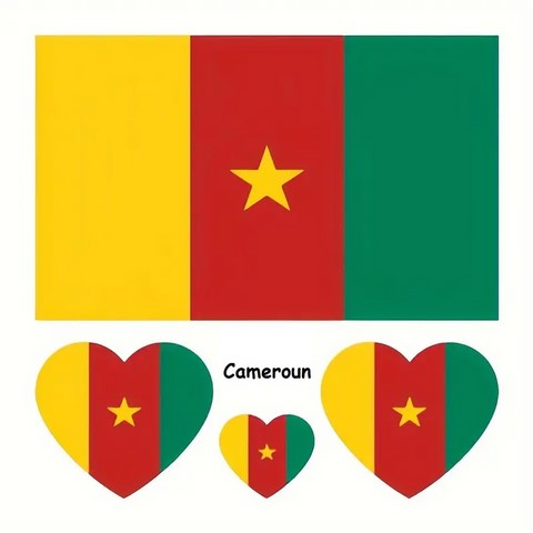 Autocollant,tatouage temporaire football drapeau Cameroun,