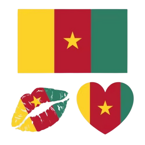 Autocollant,tatouage temporaire football drapeau Cameroun,