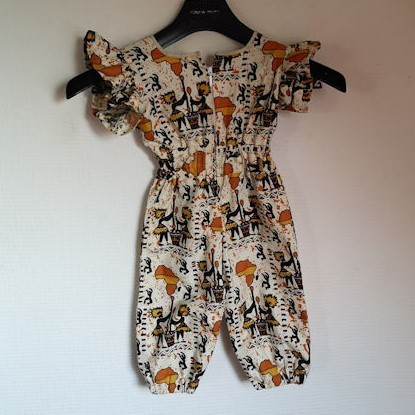 Children's jumpsuit in wax loincloth fabric 