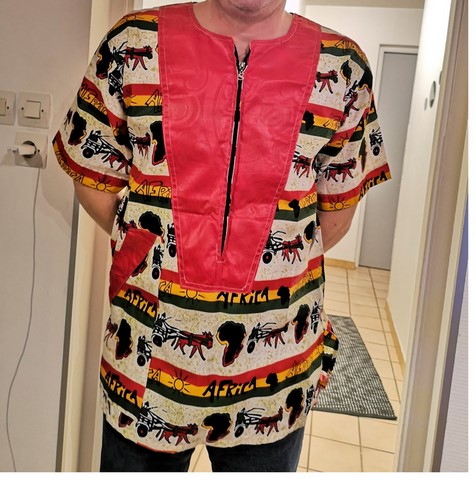 Chemise homme en tissu pagne wax du Cameroun,