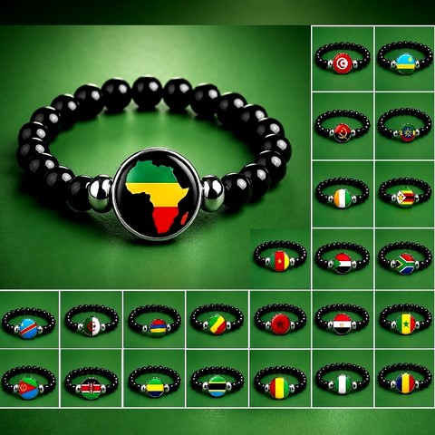 Bracelet Perles drapeau pays d'Afrique, Supporters Football Africain. africa. can, Afrique, football, djankawax, Africa Football, Diaspora Africaine, drapeau,