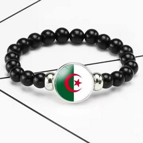 Bracelet plaque acier, Drapeau national, supporters ,Drapeau, fans supporters, Algérie,