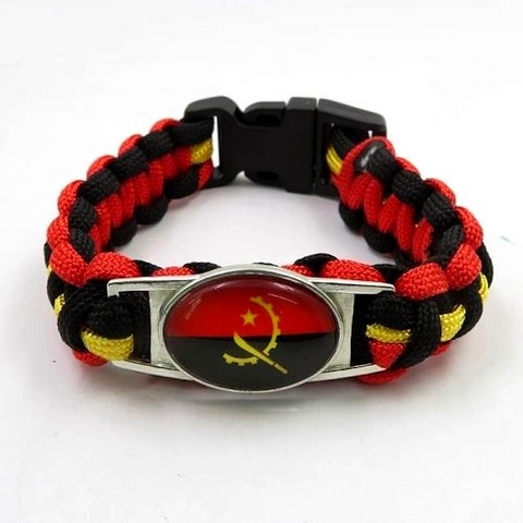 Bracelet plaque acier, Drapeau national, supporters ,Drapeau, fans supporters, Angola,