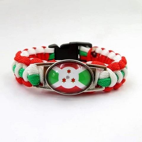 Bracelet plaque acier, Drapeau national, supporters ,Drapeau, fans supporters, Burundi,