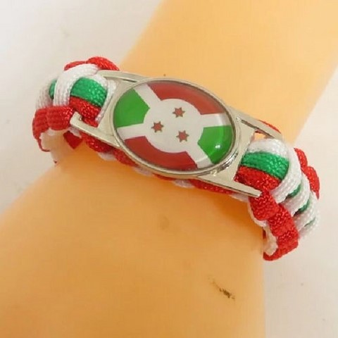 Bracelet plaque acier, Drapeau national, supporters ,Drapeau, fans supporters, Burundi,