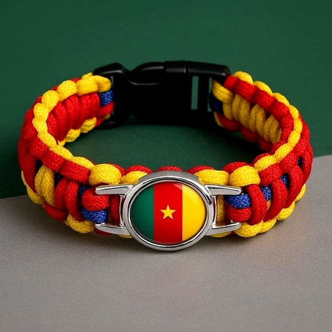 Bracelet plaque acier, Drapeau national, supporters ,Drapeau, fans supporters, Cameroun