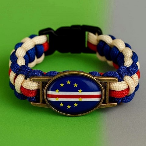 Bracelet plaque acier, Drapeau national, supporters ,Drapeau, fans supporters, Cap Vert,