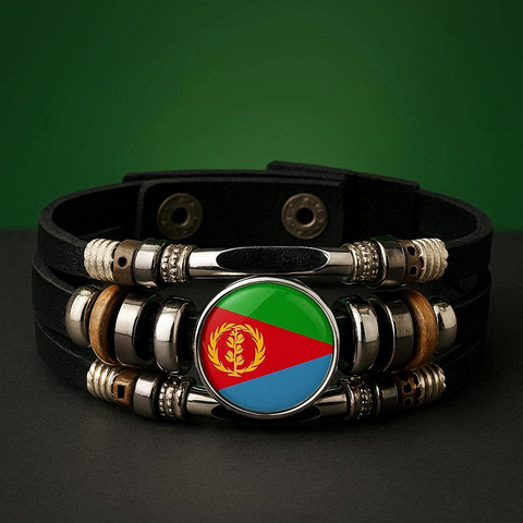 Bracelet cuir drapeau Erythrée