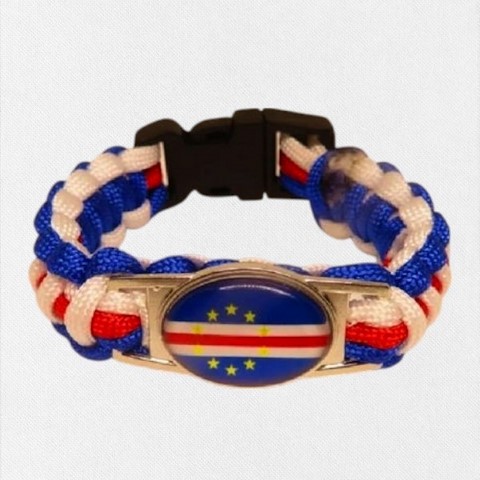 Bracelet plaque acier, Drapeau national, supporters ,Drapeau, fans supporters, Cap Vert,