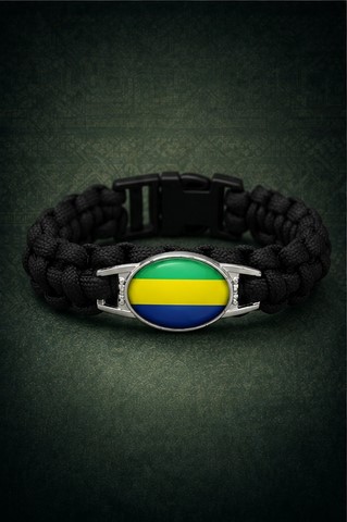 Bracelet Corde Plaque Acier drapeau du Gabon, Supporters Football Africain. africa. can, Afrique, football, djankawax, Africa Football, Diaspora Africaine, drapeau,