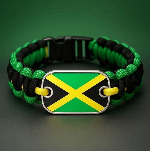 Bracelet plaque acier Drapeau Jamaïque, national, supporters ,Drapeau, fans supporters,