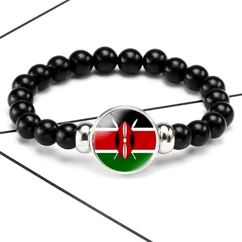 Bracelet plaque acier, Drapeau national, supporters ,Drapeau, fans supporters,Kenya,