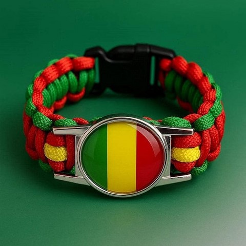 Bracelet plaque acier, Drapeau national, supporters ,Drapeau, fans supporters, Mali,