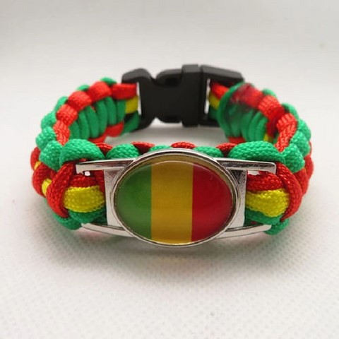 Bracelet plaque acier, Drapeau national, supporters ,Drapeau, fans supporters, Mali,