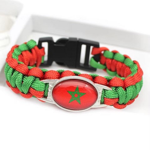 Bracelet plaque acier, Drapeau national, supporters ,Drapeau, fans supporters, Maroc,