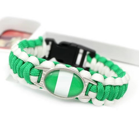Bracelet plaque acier, Drapeau national, supporters ,Drapeau, fans supporters, Nigéria