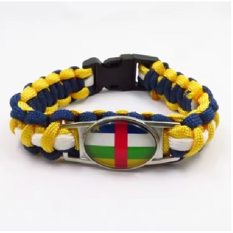 Bracelet plaque acier, Drapeau national, supporters ,Drapeau, fans supporters, RCA, république centraficaine;