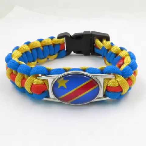 Bracelet plaque acier, Drapeau Congo RDC, Les Leopards, Supporter RDC, Football Africain, Fans, Football, République Démocratique du Congo,