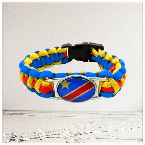 Bracelet plaque acier, Drapeau Congo RDC, Les Leopards, Supporter RDC, Football Africain, Fans, Football, République Démocratique du Congo,