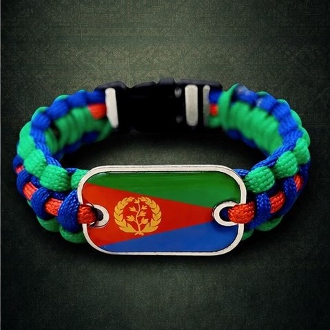 Bracelet plaque acier drapeau Érythrée