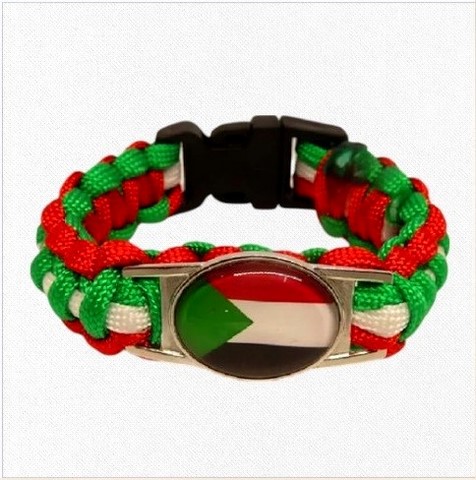 Bracelet plaque acier, Drapeau national, supporters ,Drapeau, fans supporters, Soudan,