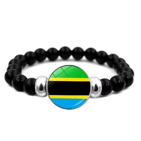 Bracelet plaque acier, Drapeau national, supporters ,Drapeau, fans supporters,Tanzanie,