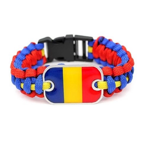 Bracelet plaque acier, Drapeau national, supporters ,Drapeau, fans supporters,Tchad,