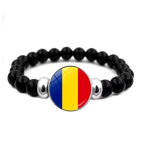 Bracelet plaque acier, Drapeau national, supporters ,Drapeau, fans supporters,Tchad,