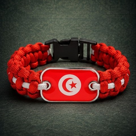 Bracelet plaque acier drapeau Tunisie