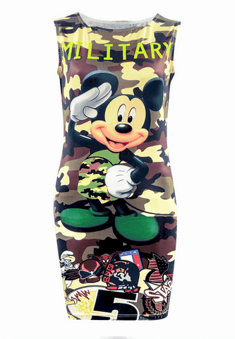 New woman dress cartoon Mickey military,