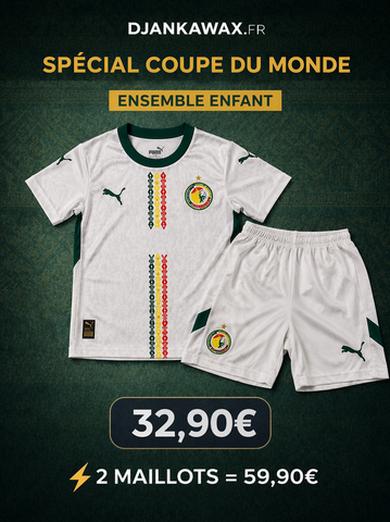 Ensemble Football Enfant Maillot + Short, blanc, Sénégal,