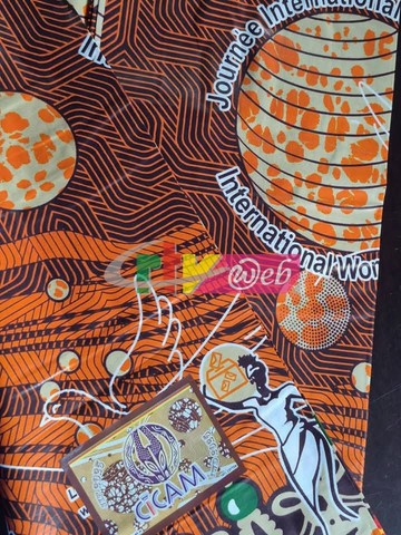 Tissu pagne wax, rouge, pagne du 8 mars 2024 officiel (la journée internationale de la femme au Cameroun) Cicam,