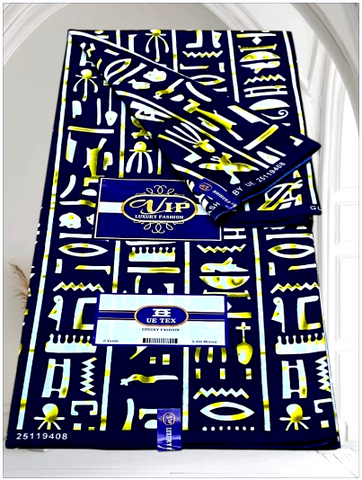 Ndop Bamiléké Cameroun bleu, 6 yard, Djankawax, tissus pagnes, wax,