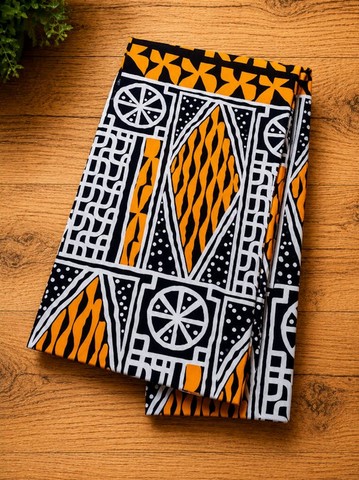 Ndop Bamiléké Cameroun 6 yard, orange, Djankawax, tissus pagnes, wax,