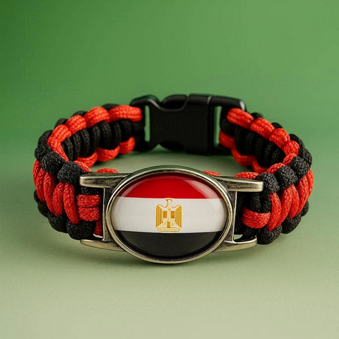 Bracelet Corde Plaque Acier drapeau Egypte, supporters ,Drapeau, fans supporters,