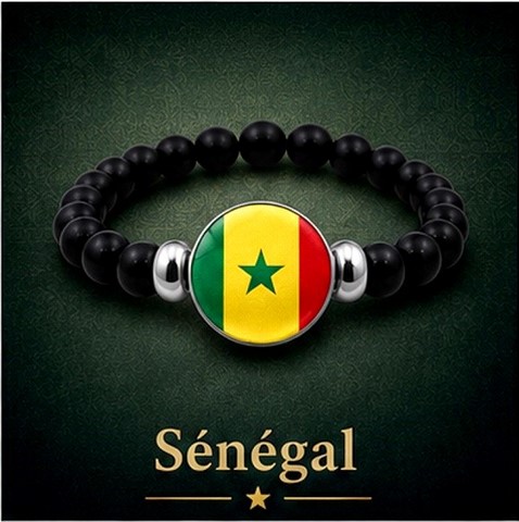 Bracelet plaque acier, Drapeau national, supporters ,Drapeau, fans supporters, Sénégal,