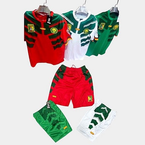 Ensemble Maillot + Short, Cameroun, blanc, vert rouge, Football,