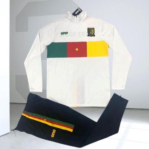  Cameroon Football Jacket + Pants Set,Football, Ensemble Football Veste + Pantalon Cameroun, blanc,