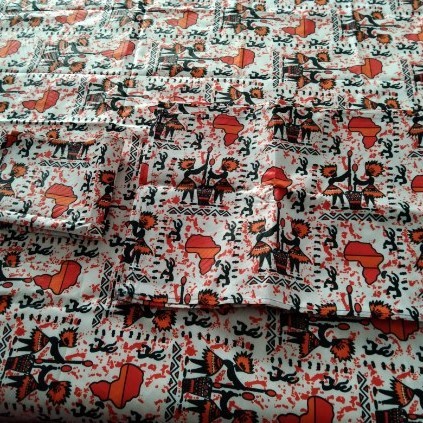 Tablecloth set + napkins in wax loincloth fabric,