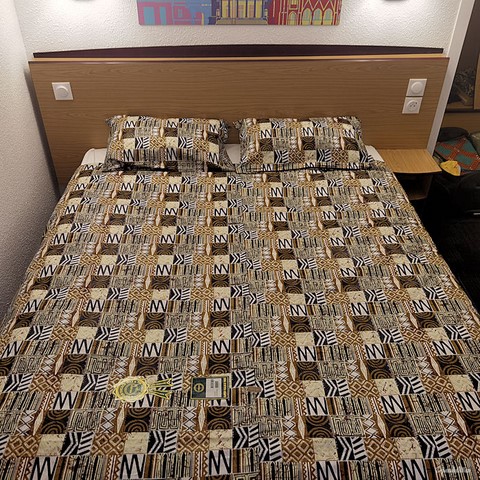 Housse de couette + taies en tissu pagne wax africain,