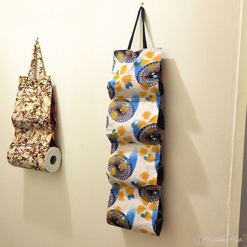 Toilet paper holder in wax loincloth fabric 1/2/4 compartments,