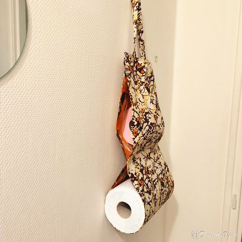 Porte papier toilettes et/ou essuie-tout en tissu pagne wax 1/2/4 compartiments