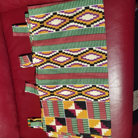 Pair of curtains in African wax loincloth fabric,