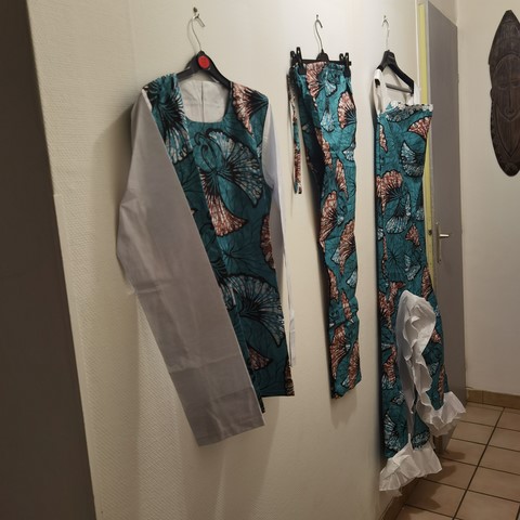 Ensemble homme en tissu pagne wax, djankawax, vêtements, couple, Cameroun,