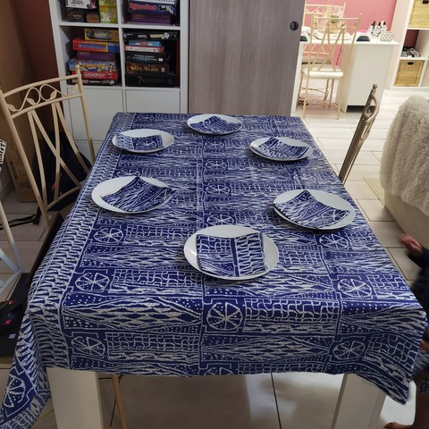 Tablecloth set + fabric napkins Ndop Cameroon,