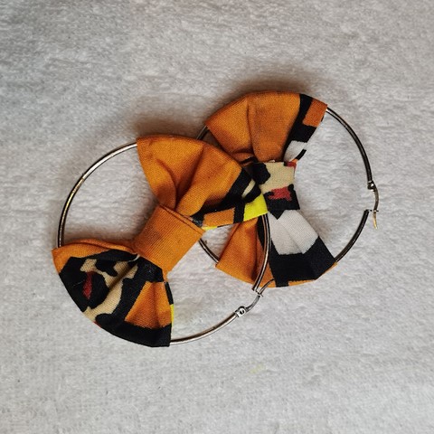 Boucles d'oreilles créoles en tissu pagne wax