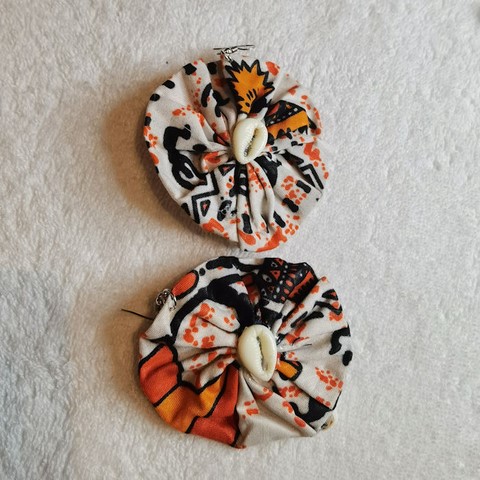 Boucles d'oreilles créoles en tissu pagne wax