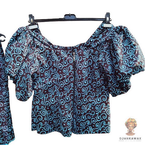 Mode africaine, Ensemble jupe, haut et foulard en tissu pagne wax Africain, Cameroun, Djankawax.