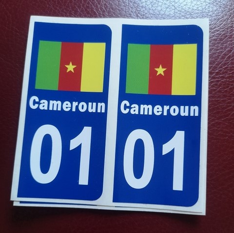 2 Stickers Adhésif Plaque Immatriculation 57 (Haute Savoie) drapeau Cameroun,